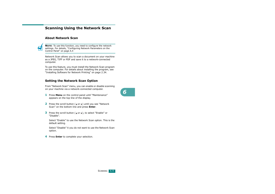 Scanning using the network scan, About network scan, Setting the network scan option | About network scan setting the network scan option | Savin AC205 User Manual | Page 138 / 339