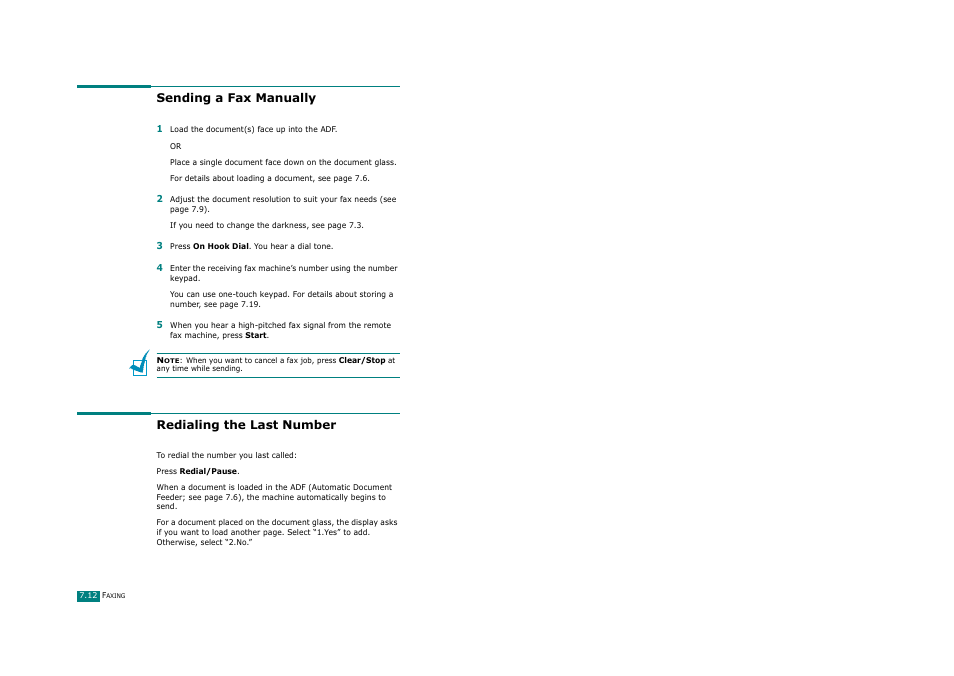 Sending a fax manually, Redialing the last number, Sending a fax manually redialing the last number | Savin AC205 User Manual | Page 159 / 339