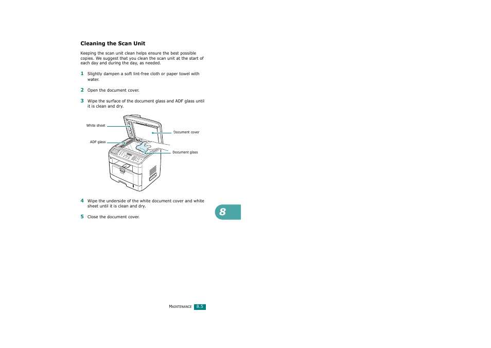 Cleaning the scan unit | Savin AC205 User Manual | Page 192 / 339
