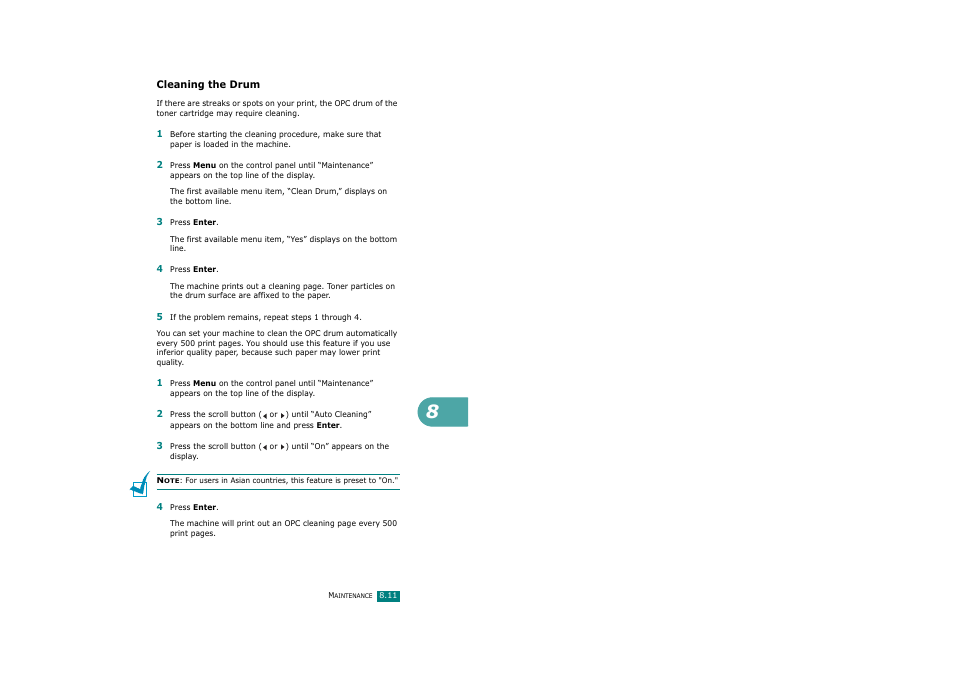 Cleaning the drum | Savin AC205 User Manual | Page 198 / 339