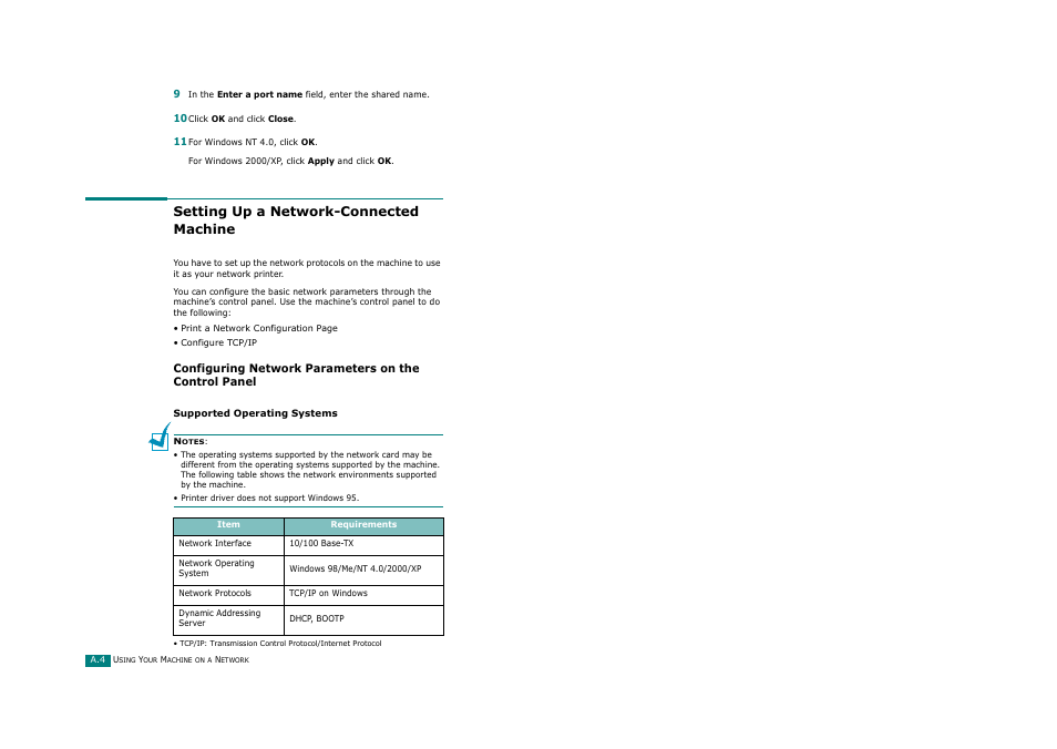 Setting up a network-connected machine, S, "configuring network parameters on the | Savin AC205 User Manual | Page 249 / 339