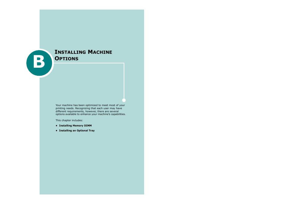 B installing machine options, Appendix b, Nstalling | Achine, Ptions | Savin AC205 User Manual | Page 254 / 339