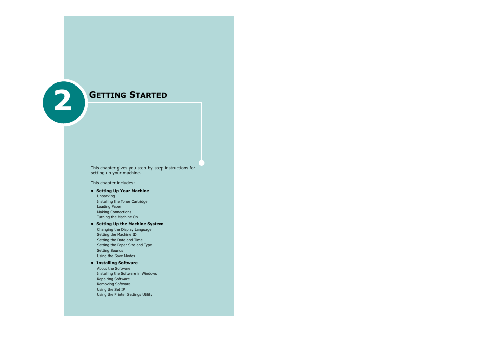 2 getting started, Chapter 2, Etting | Tarted | Savin AC205 User Manual | Page 26 / 339