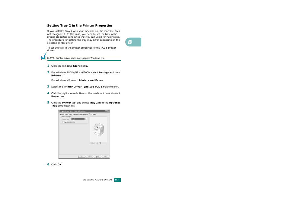 Setting tray 2 in the printer properties | Savin AC205 User Manual | Page 260 / 339