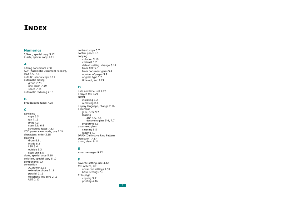 Index, Ndex | Savin AC205 User Manual | Page 274 / 339