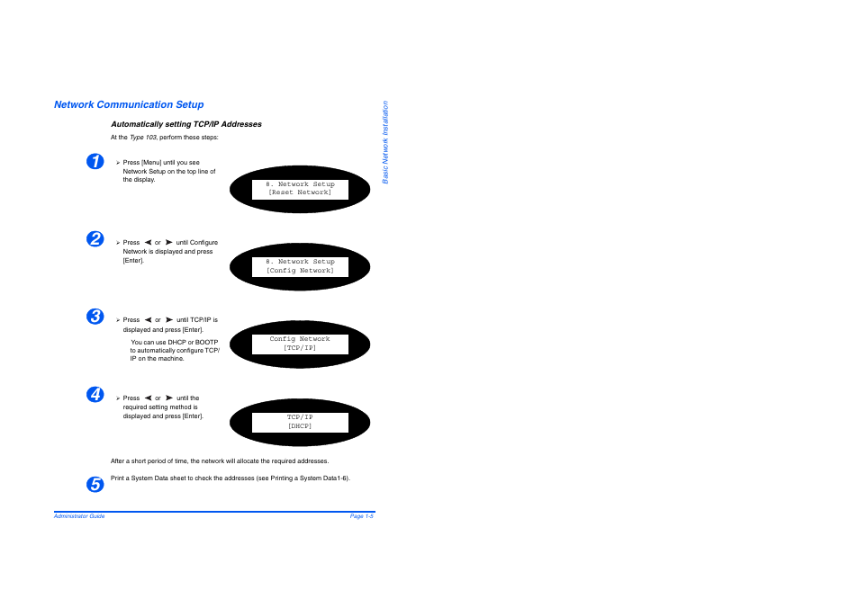 Network communication setup, Automatically setting tcp/ip addresses, Network communication setup -5 | Savin AC205 User Manual | Page 287 / 339