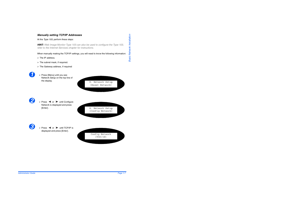 Manually setting tcp/ip addresses | Savin AC205 User Manual | Page 289 / 339