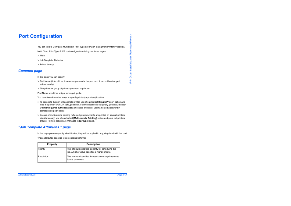 Port configuration, Port configuration -13, Common page | Job template attributes ” page | Savin AC205 User Manual | Page 305 / 339