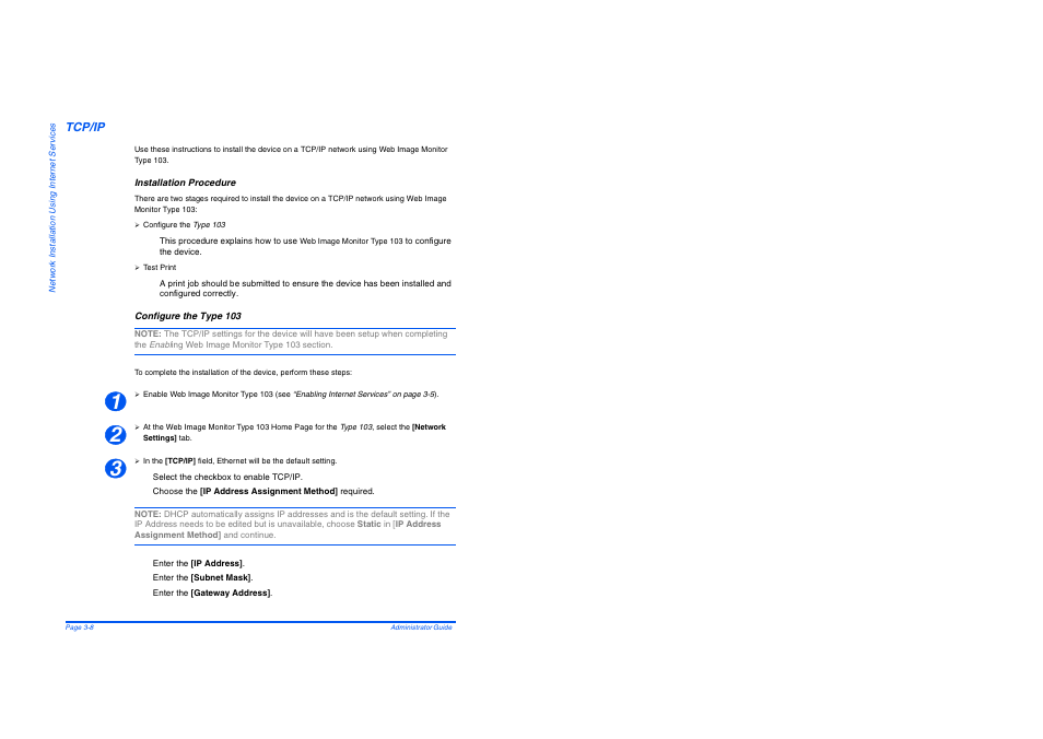 Tcp/ip, Installation procedure, Configure the type 103 | Tcp/ip -8 | Savin AC205 User Manual | Page 316 / 339