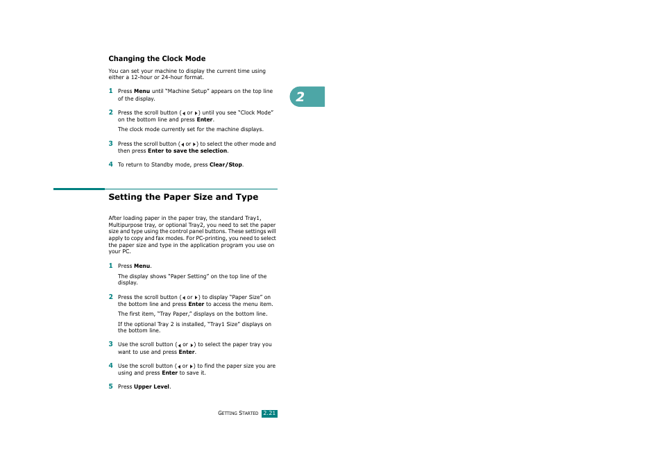 Changing the clock mode, Setting the paper size and type | Savin AC205 User Manual | Page 46 / 339