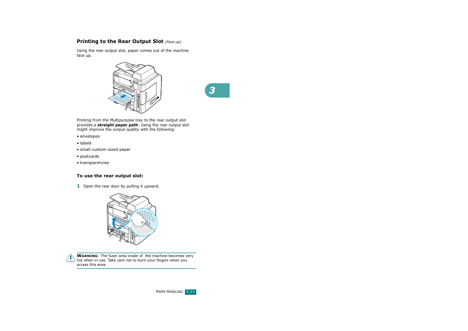 Printing to the rear output slot (face up) | Savin AC205 User Manual | Page 88 / 339