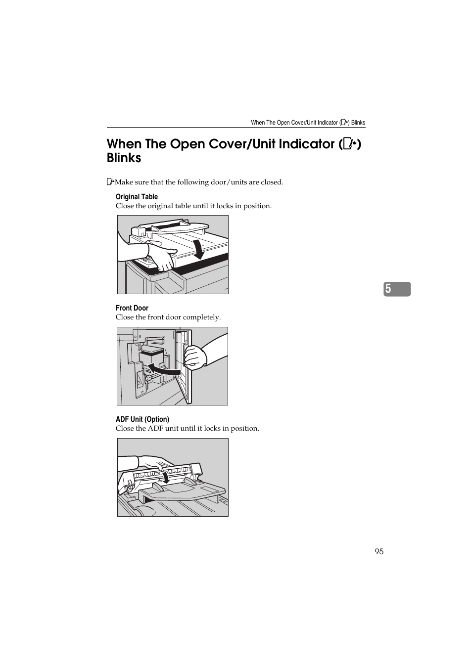 5when the open cover/unit indicator ( m ) blinks | Savin 3150eDNP User Manual | Page 116 / 125