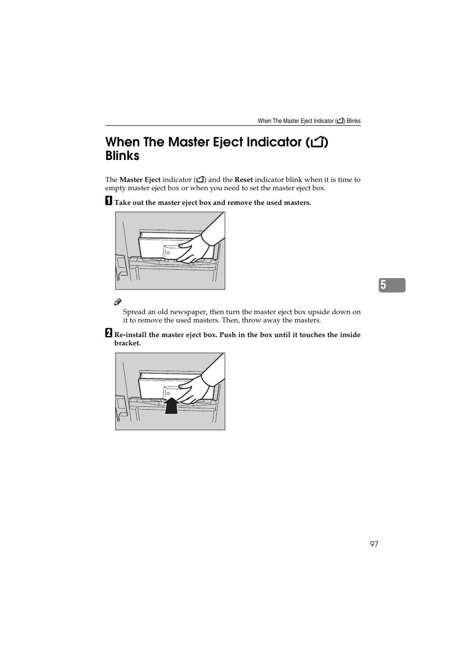 5when the master eject indicator ( k ) blinks | Savin 3150eDNP User Manual | Page 118 / 125