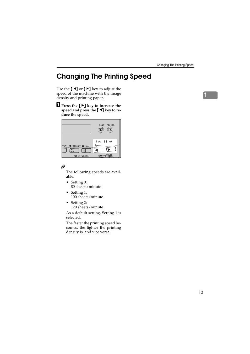 1changing the printing speed | Savin 3150eDNP User Manual | Page 34 / 125