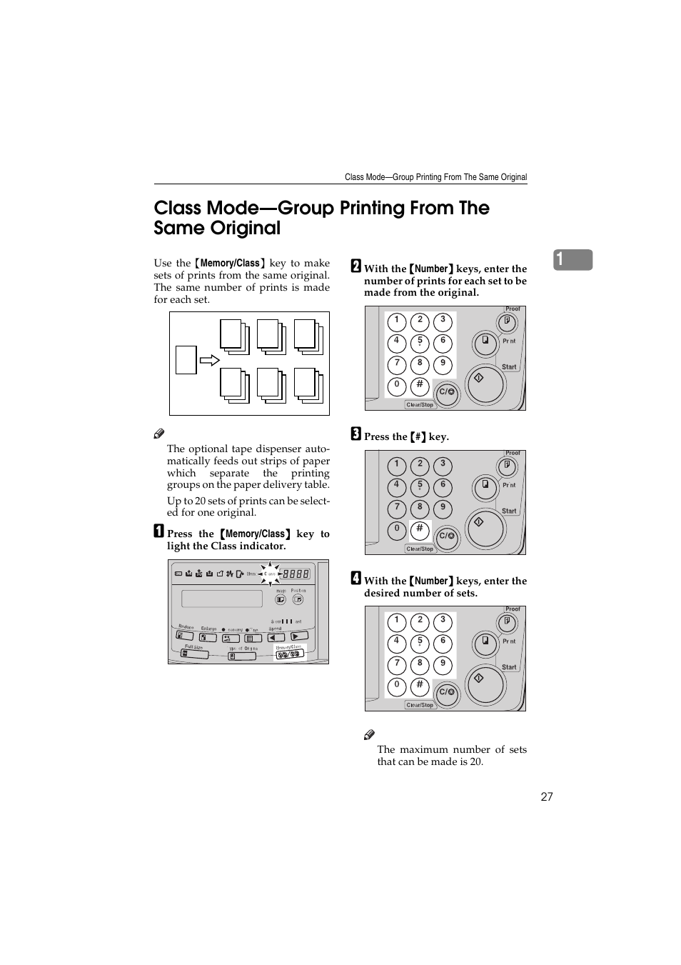 1class mode—group printing from the same original | Savin 3150eDNP User Manual | Page 48 / 125