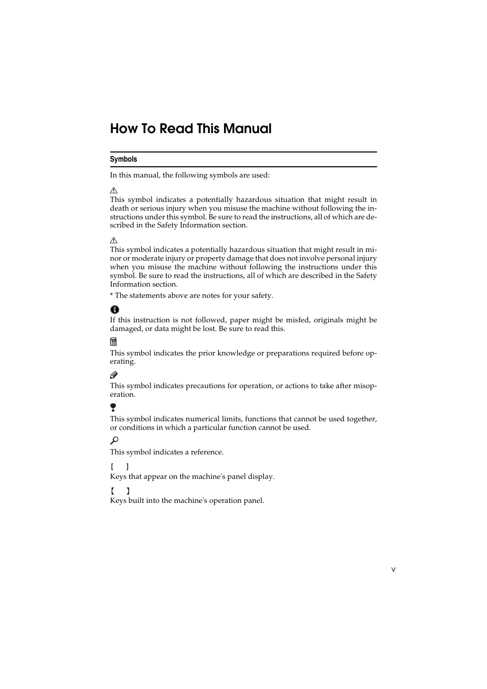 How to read this manual | Savin 3150eDNP User Manual | Page 8 / 125