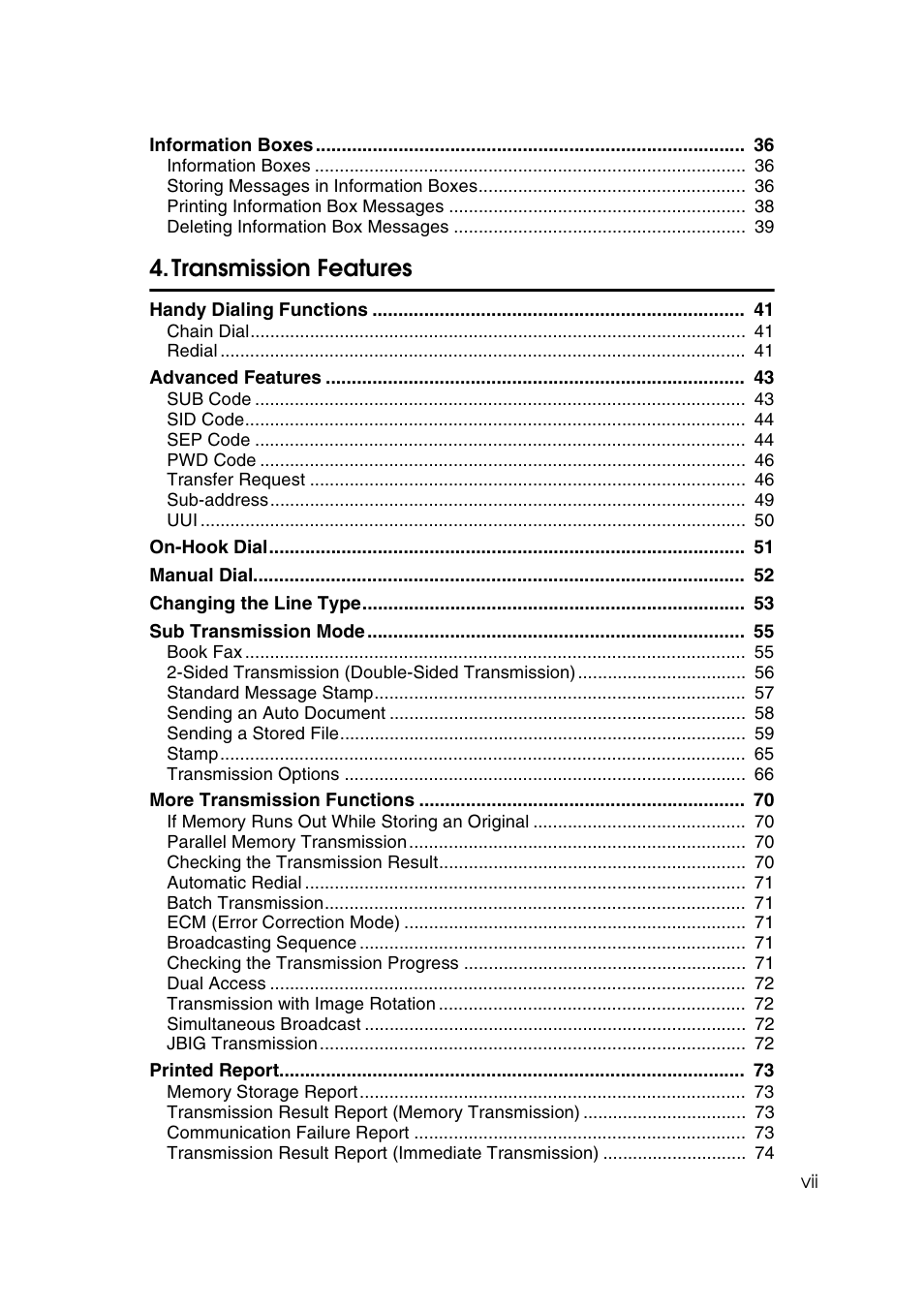 Transmission features | Savin 1045 User Manual | Page 11 / 216