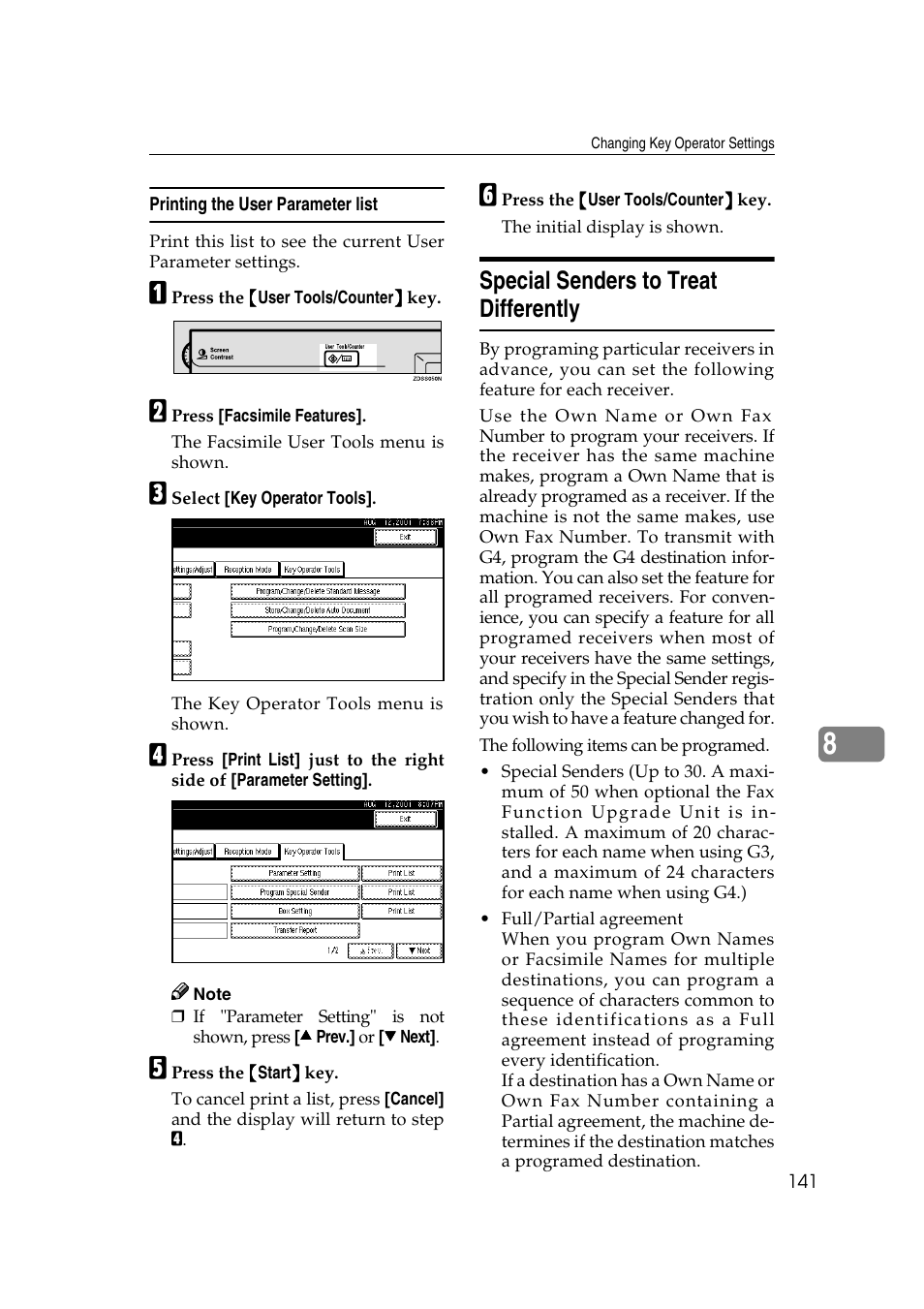 Special senders to treat differently | Savin 1045 User Manual | Page 155 / 216