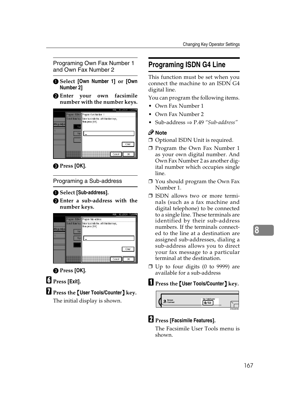 Programing isdn g4 line | Savin 1045 User Manual | Page 181 / 216