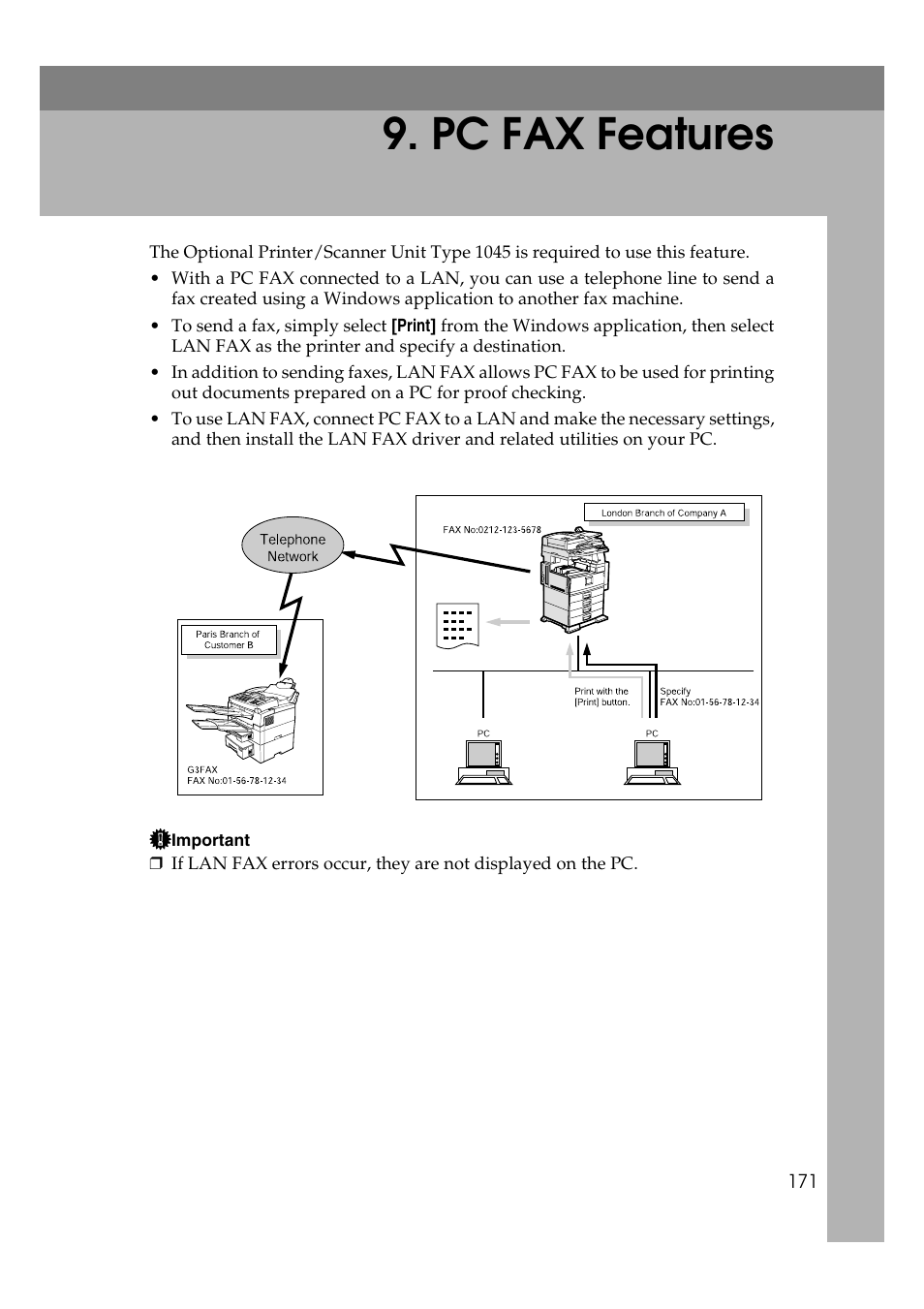 Pc fax features | Savin 1045 User Manual | Page 185 / 216