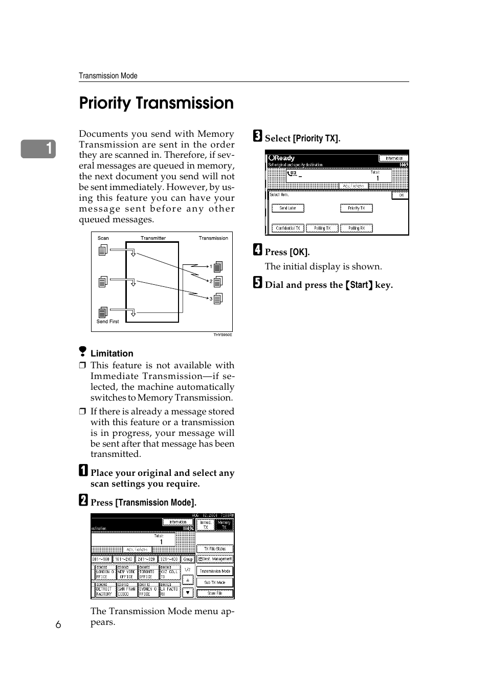 1priority transmission | Savin 1045 User Manual | Page 20 / 216