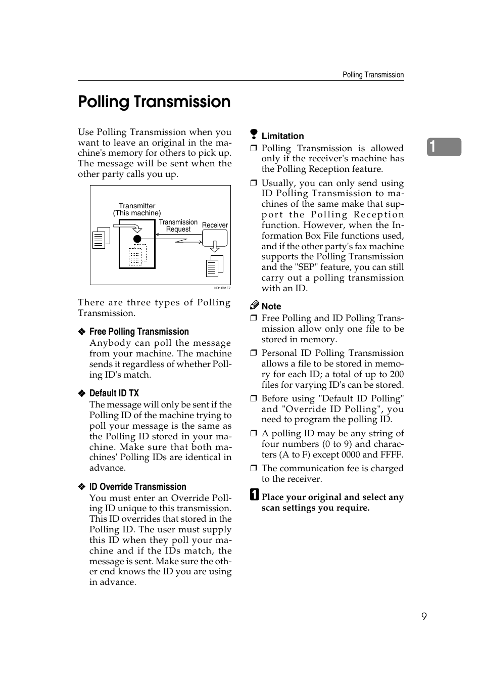 1polling transmission | Savin 1045 User Manual | Page 23 / 216