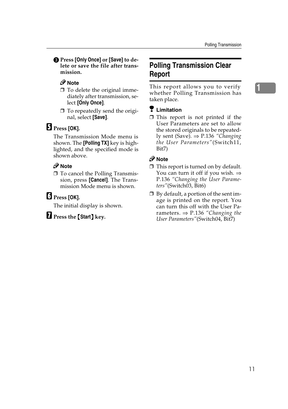 Polling transmission clear report | Savin 1045 User Manual | Page 25 / 216