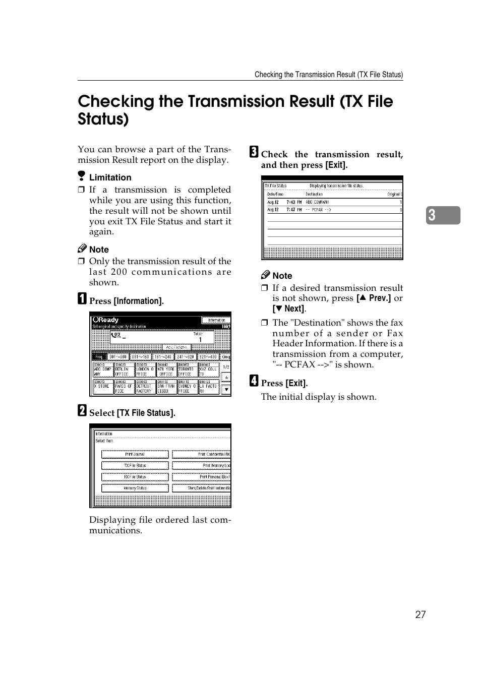 3checking the transmission result (tx file status) | Savin 1045 User Manual | Page 41 / 216