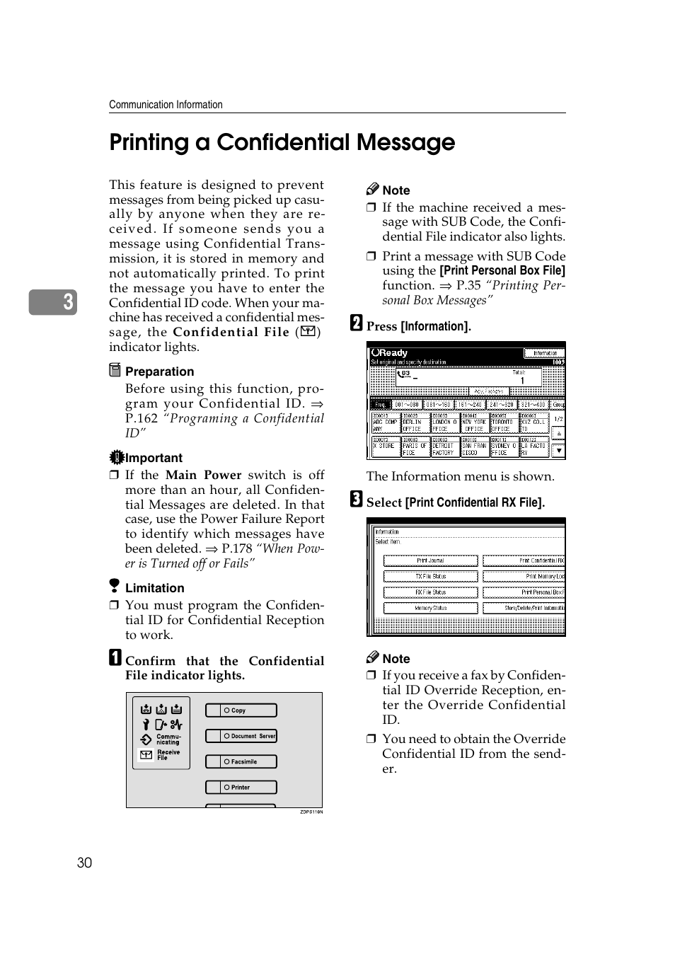 3printing a confidential message | Savin 1045 User Manual | Page 44 / 216