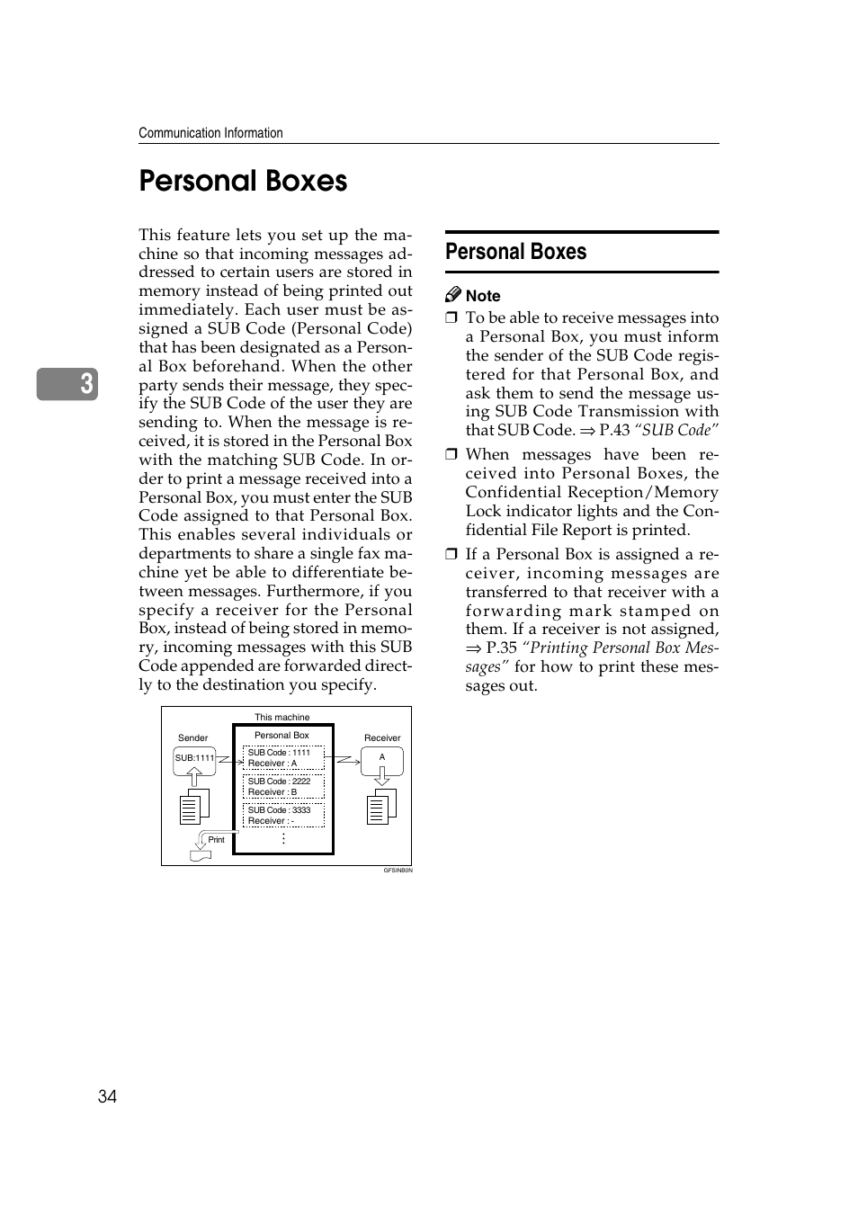 3personal boxes, Personal boxes | Savin 1045 User Manual | Page 48 / 216