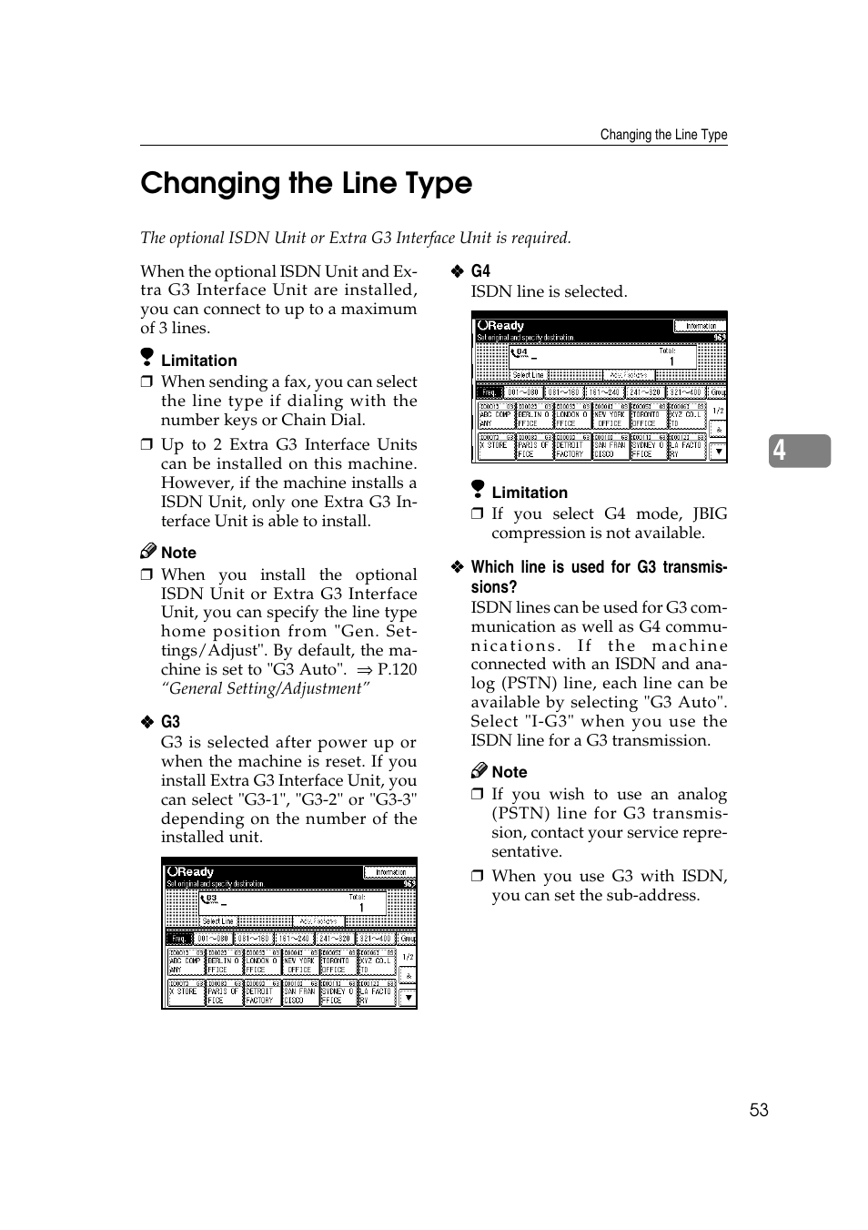 4changing the line type | Savin 1045 User Manual | Page 67 / 216