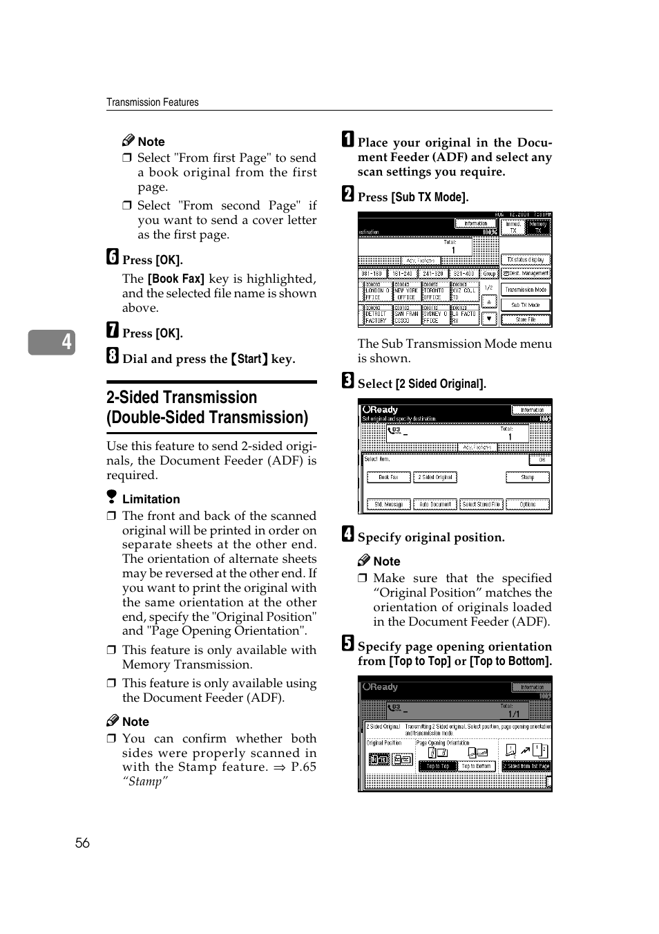 Sided transmission (double-sided transmission) | Savin 1045 User Manual | Page 70 / 216