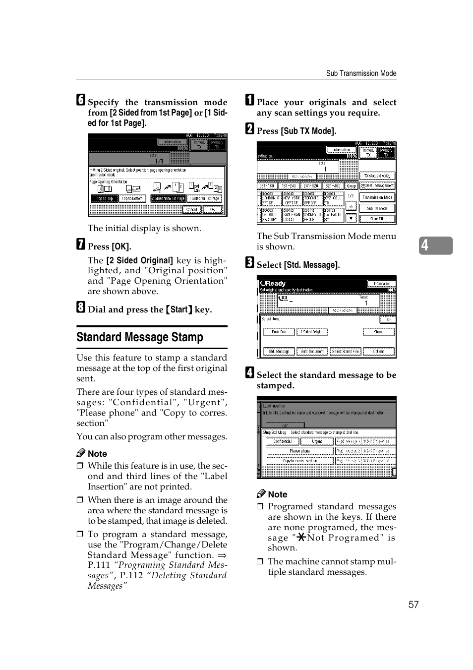 Standard message stamp | Savin 1045 User Manual | Page 71 / 216