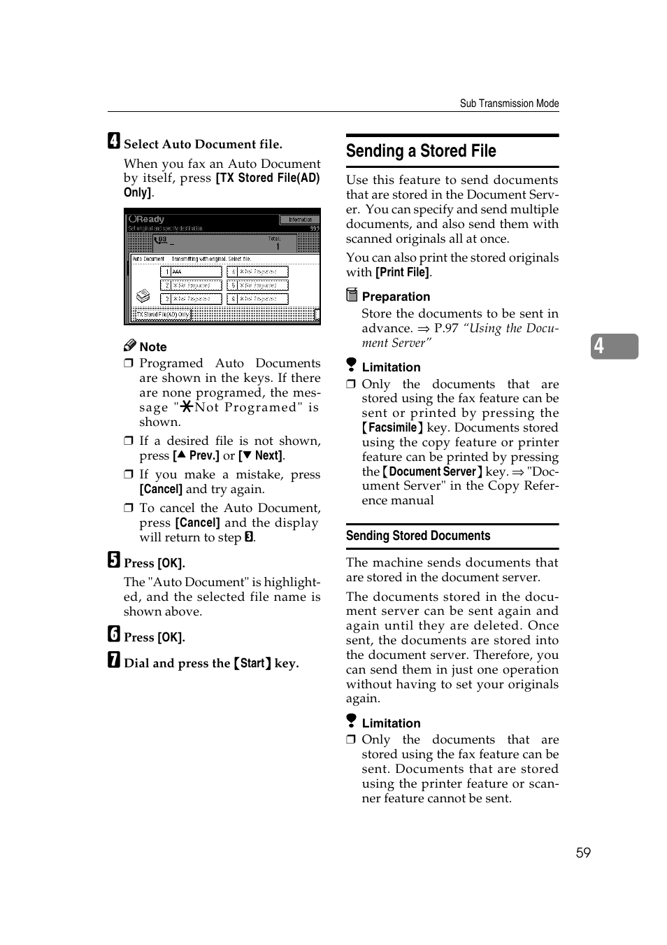 Sending a stored file | Savin 1045 User Manual | Page 73 / 216