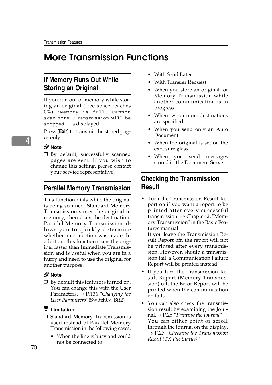 4more transmission functions, Checking the transmission result | Savin 1045 User Manual | Page 84 / 216