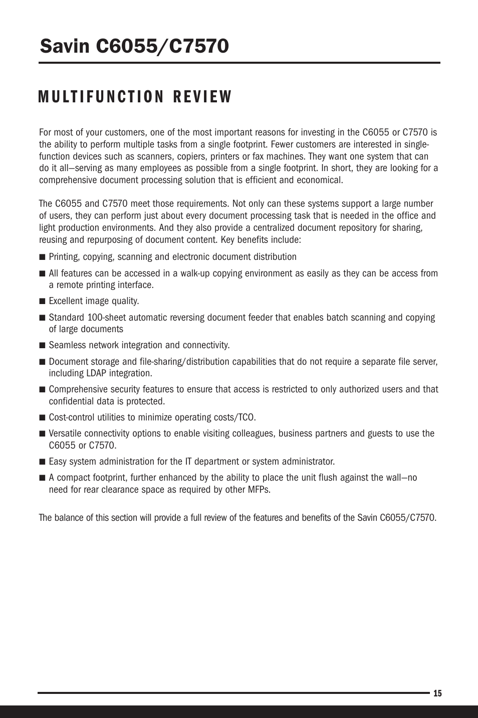 Multifunction review | Savin C6055 User Manual | Page 18 / 80