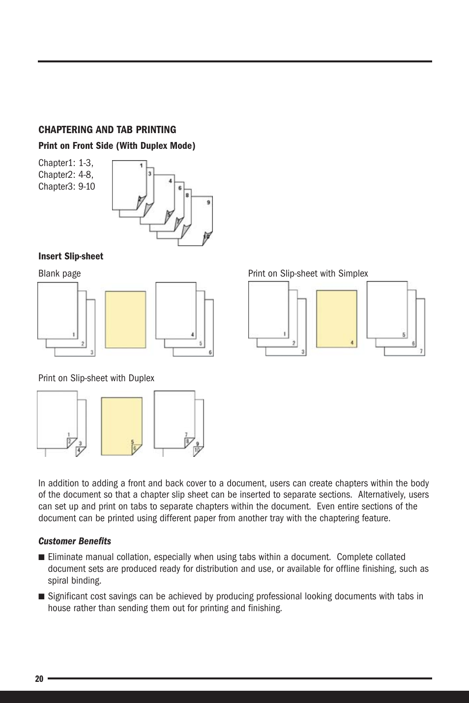 Chaptering and tab printing, Chaptering | Savin C6055 User Manual | Page 23 / 80