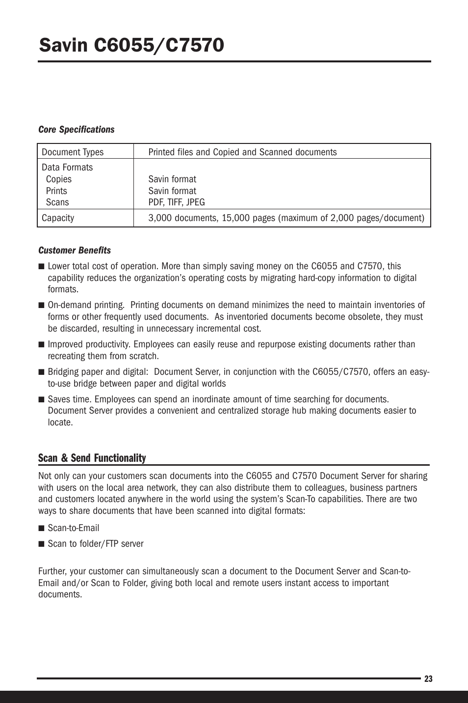 Scan & send functionality | Savin C6055 User Manual | Page 26 / 80