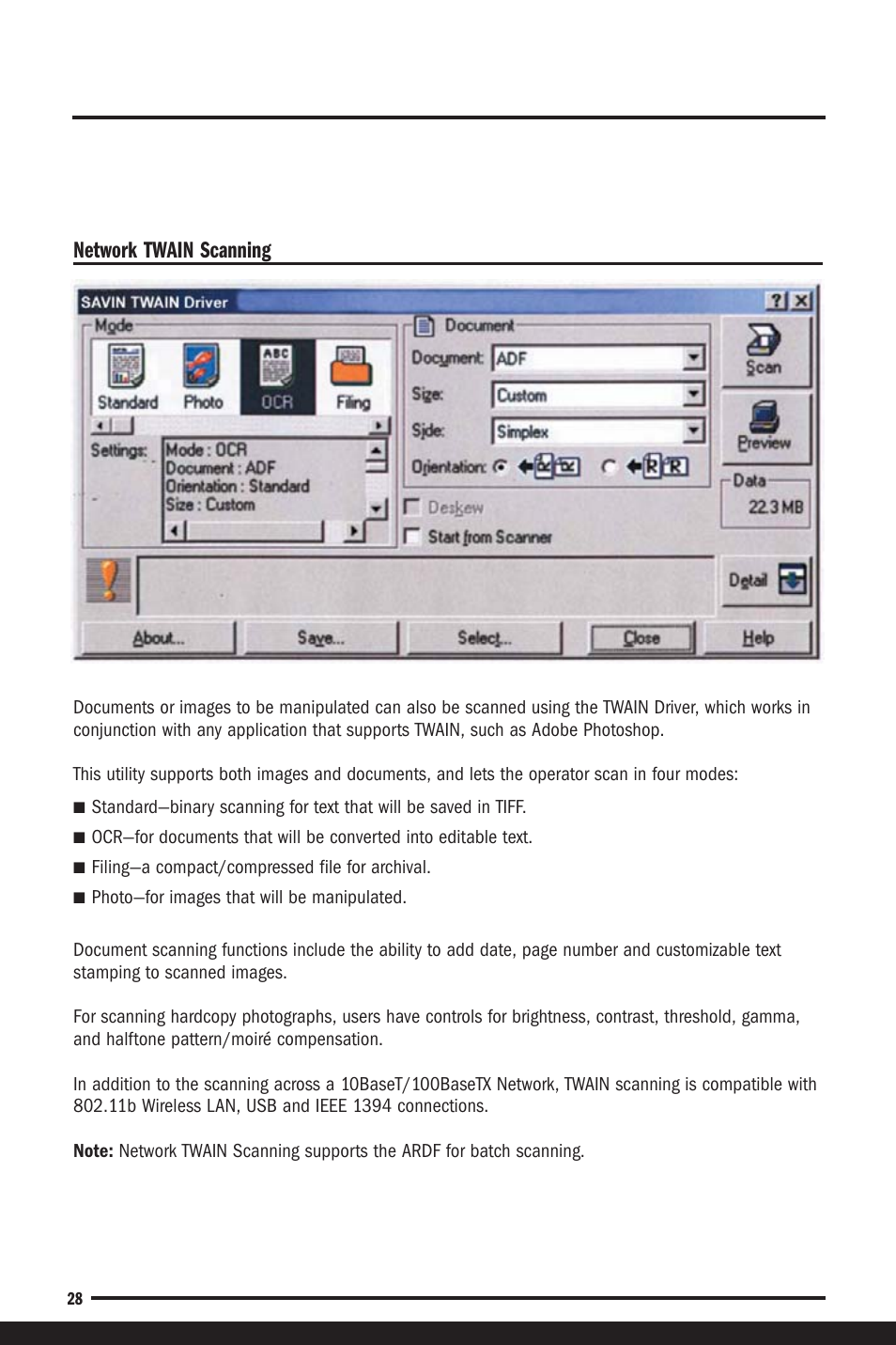 Network twain scanning | Savin C6055 User Manual | Page 31 / 80