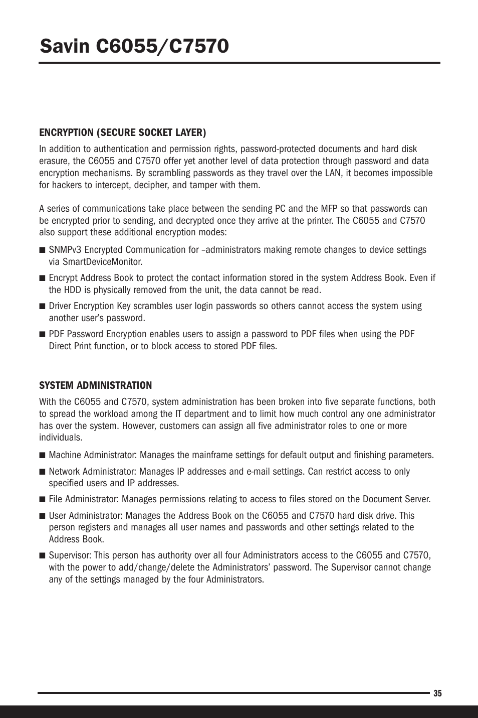 System administration | Savin C6055 User Manual | Page 38 / 80