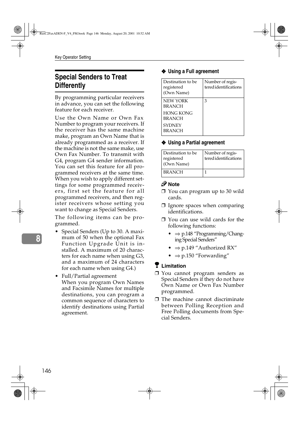 Special senders to treat differently | Savin Fax Option Type 1027 User Manual | Page 14 / 74