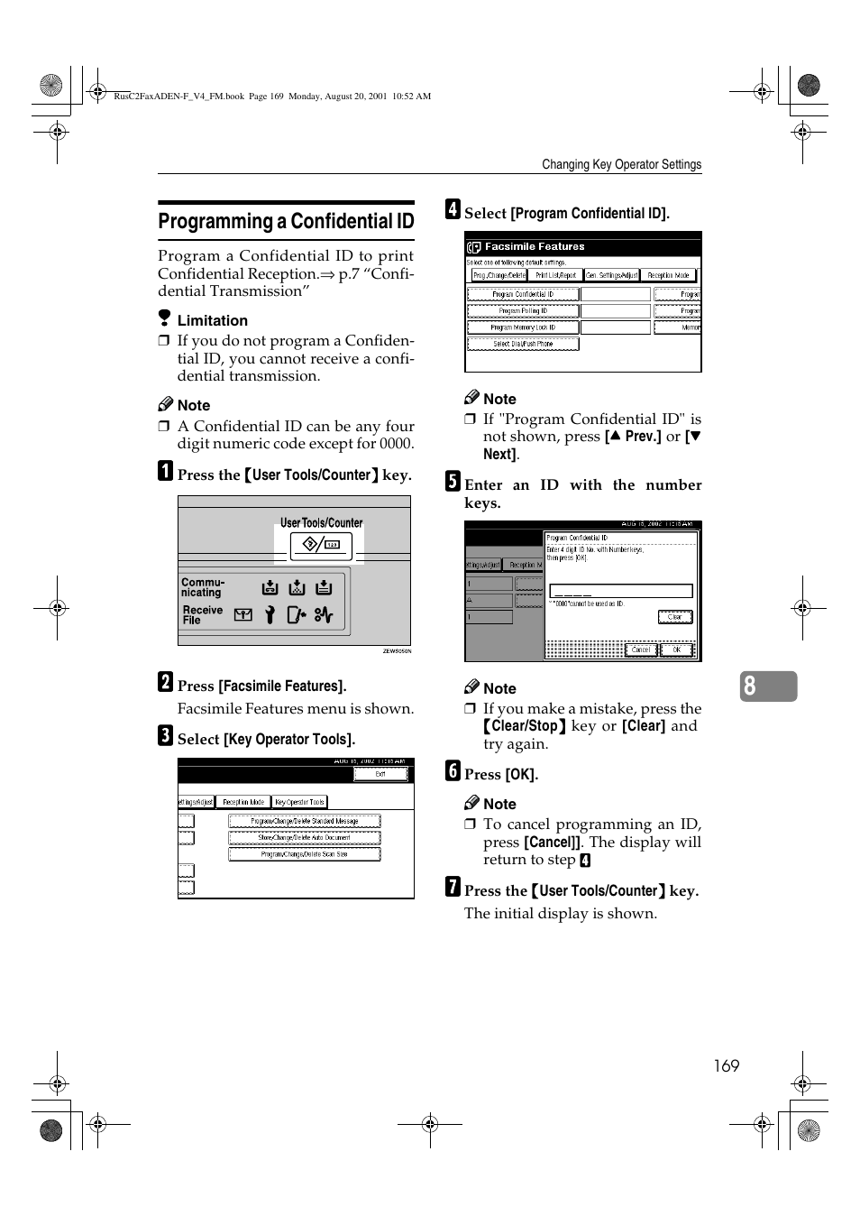 Programming a confidential id | Savin Fax Option Type 1027 User Manual | Page 37 / 74