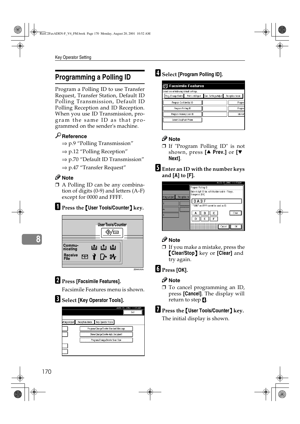 Programming a polling id | Savin Fax Option Type 1027 User Manual | Page 38 / 74