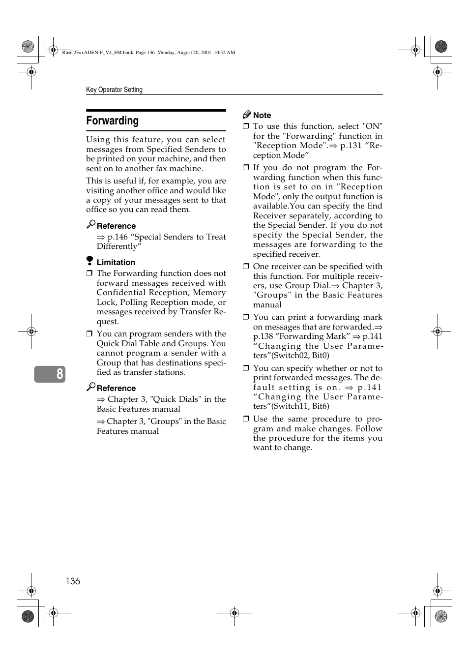 Forwarding | Savin Fax Option Type 1027 User Manual | Page 4 / 74