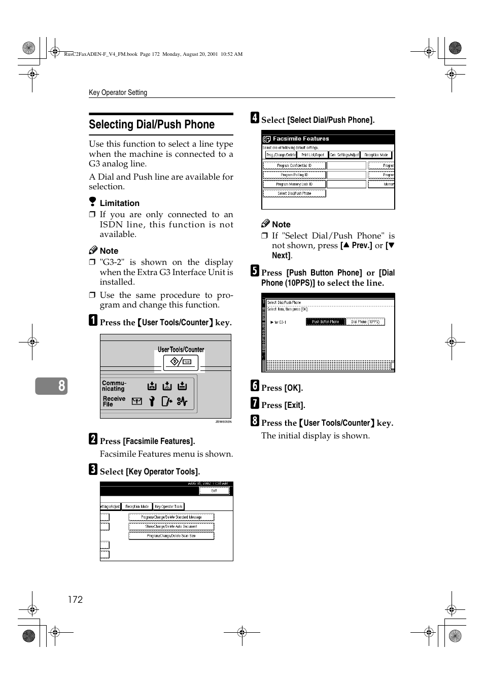 Selecting dial/push phone | Savin Fax Option Type 1027 User Manual | Page 40 / 74