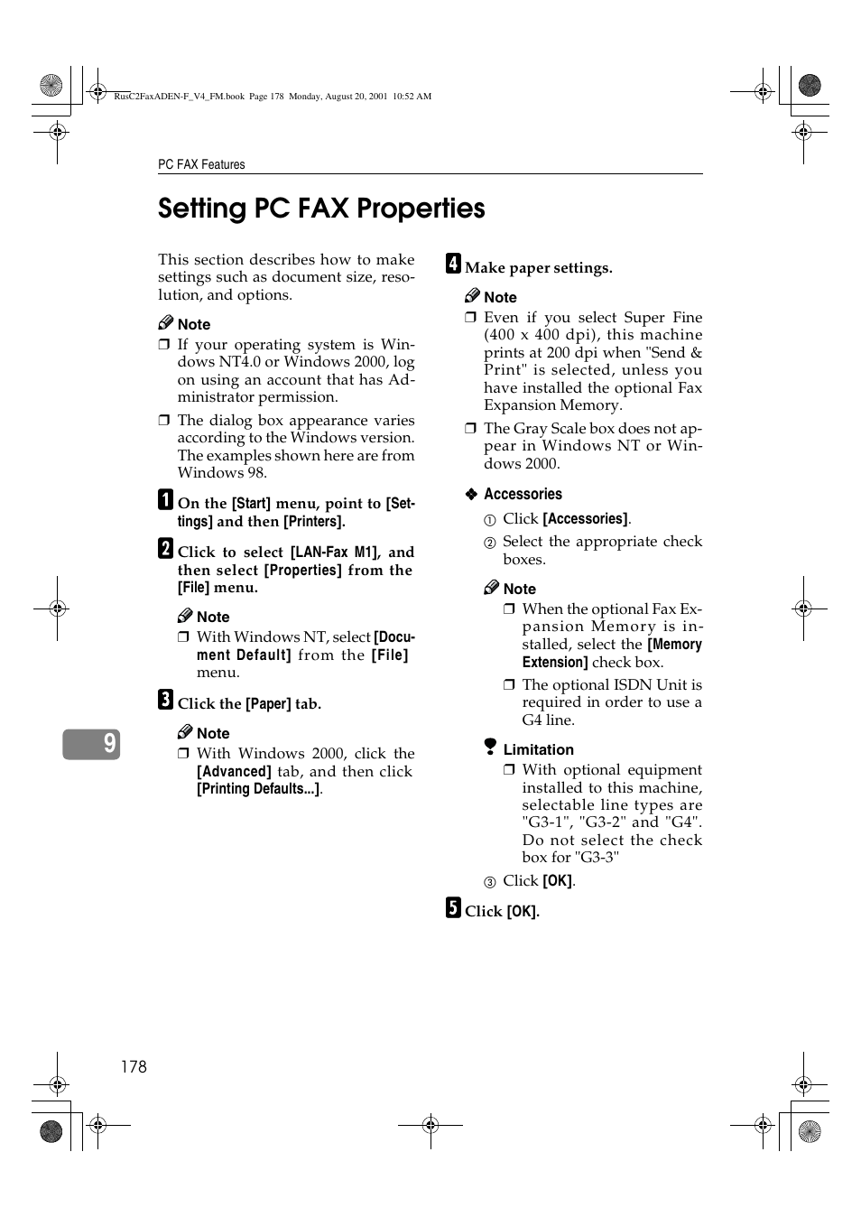 9setting pc fax properties | Savin Fax Option Type 1027 User Manual | Page 46 / 74