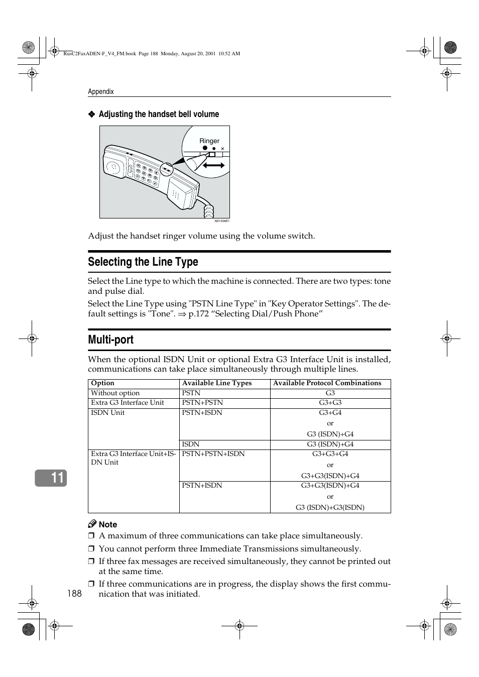 Selecting the line type, Multi-port | Savin Fax Option Type 1027 User Manual | Page 56 / 74