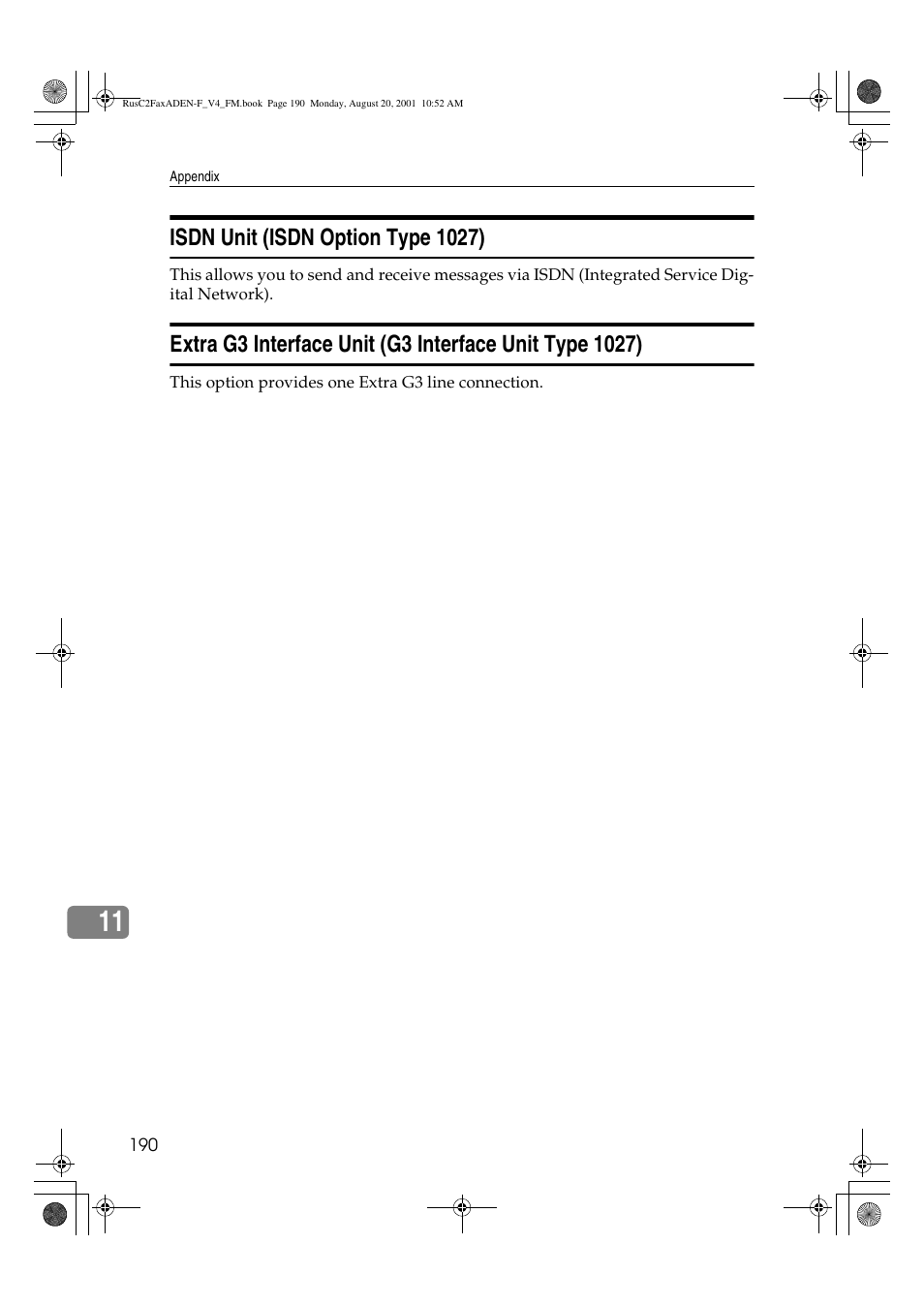 Isdn unit (isdn option type 1027) | Savin Fax Option Type 1027 User Manual | Page 58 / 74