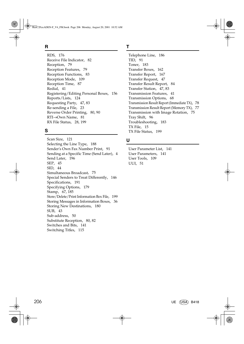Savin Fax Option Type 1027 User Manual | Page 74 / 74