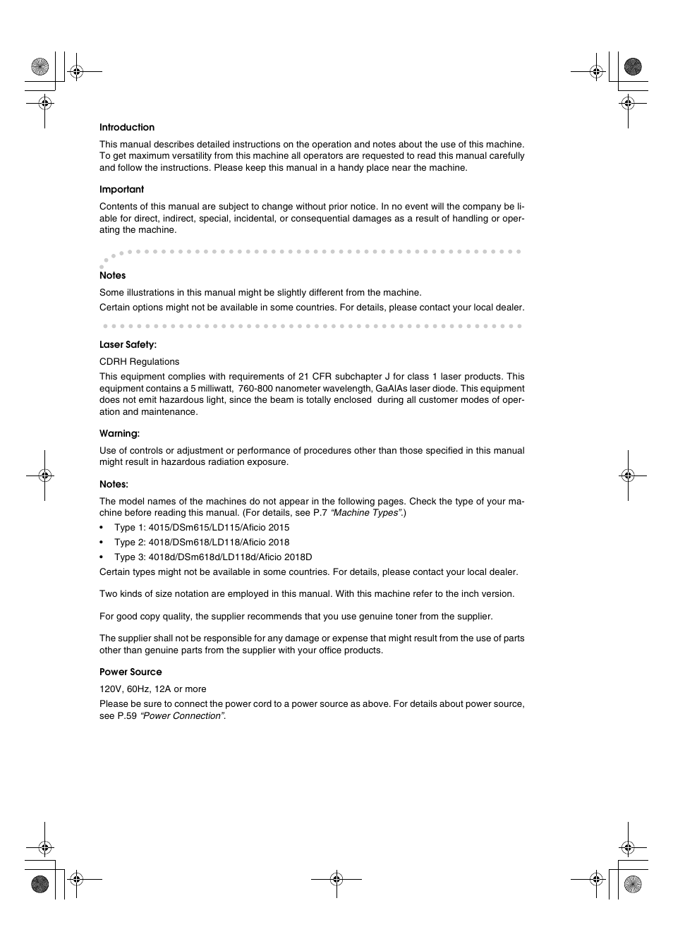 Savin 4018 User Manual | Page 2 / 80